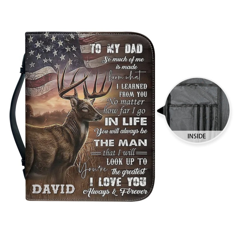 Personalized Hunting Lion Bible Cover for Dad