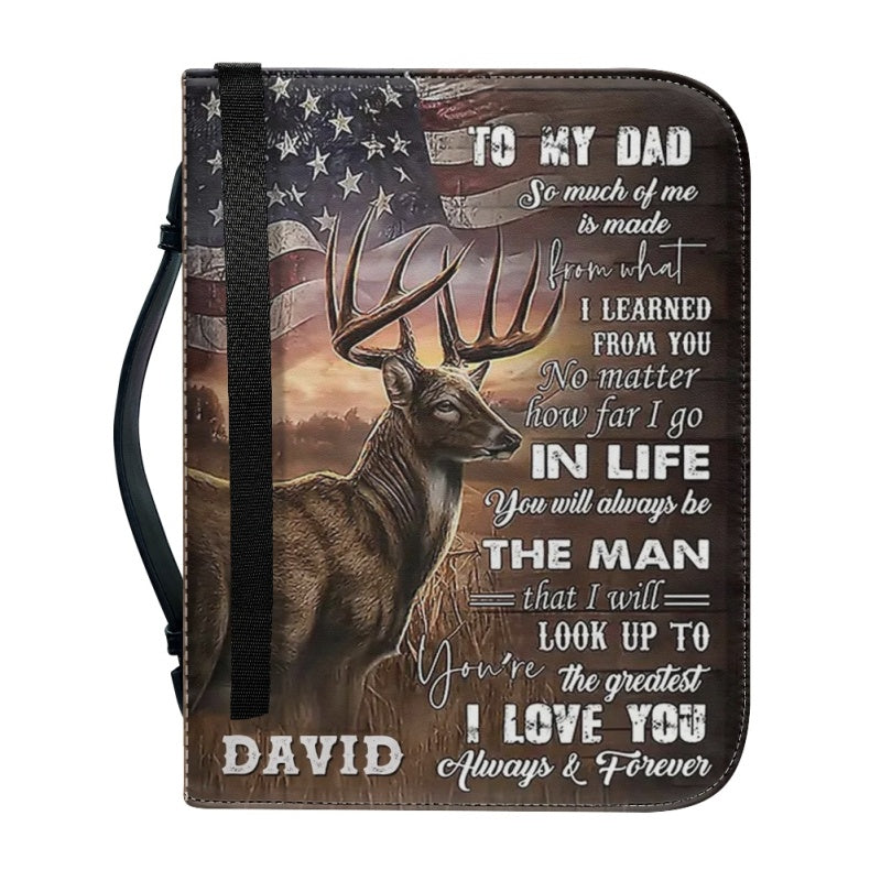 Personalized Hunting Lion Bible Cover for Dad
