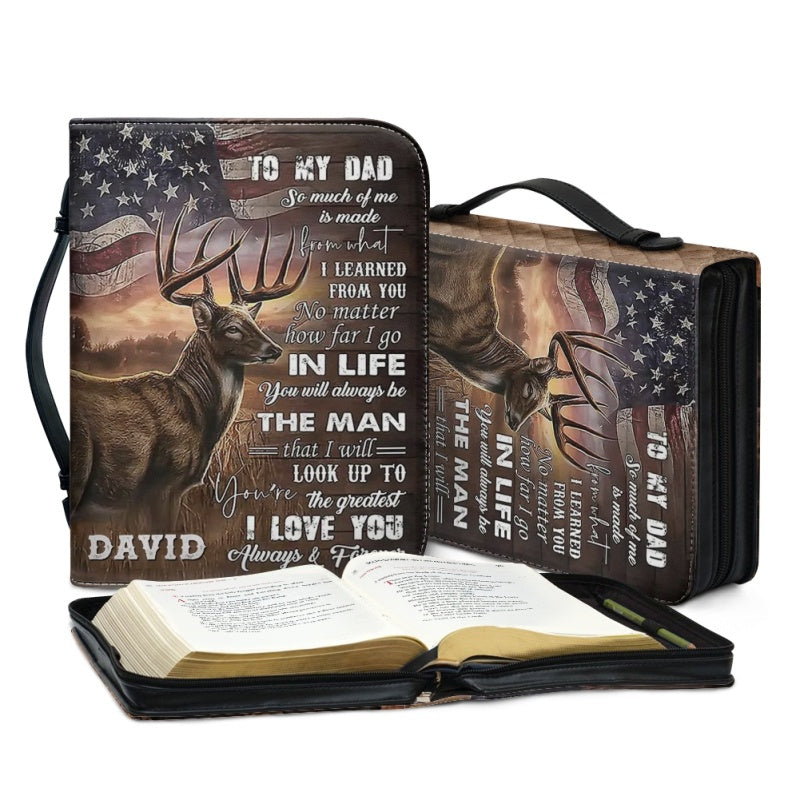 Personalized Hunting Lion Bible Cover for Dad