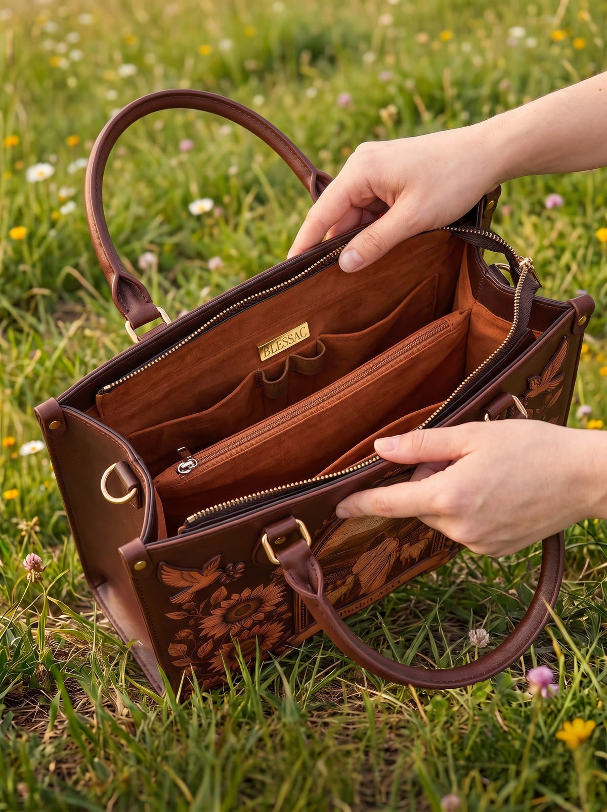 Psalm 23:1 Applique Leather Handbag