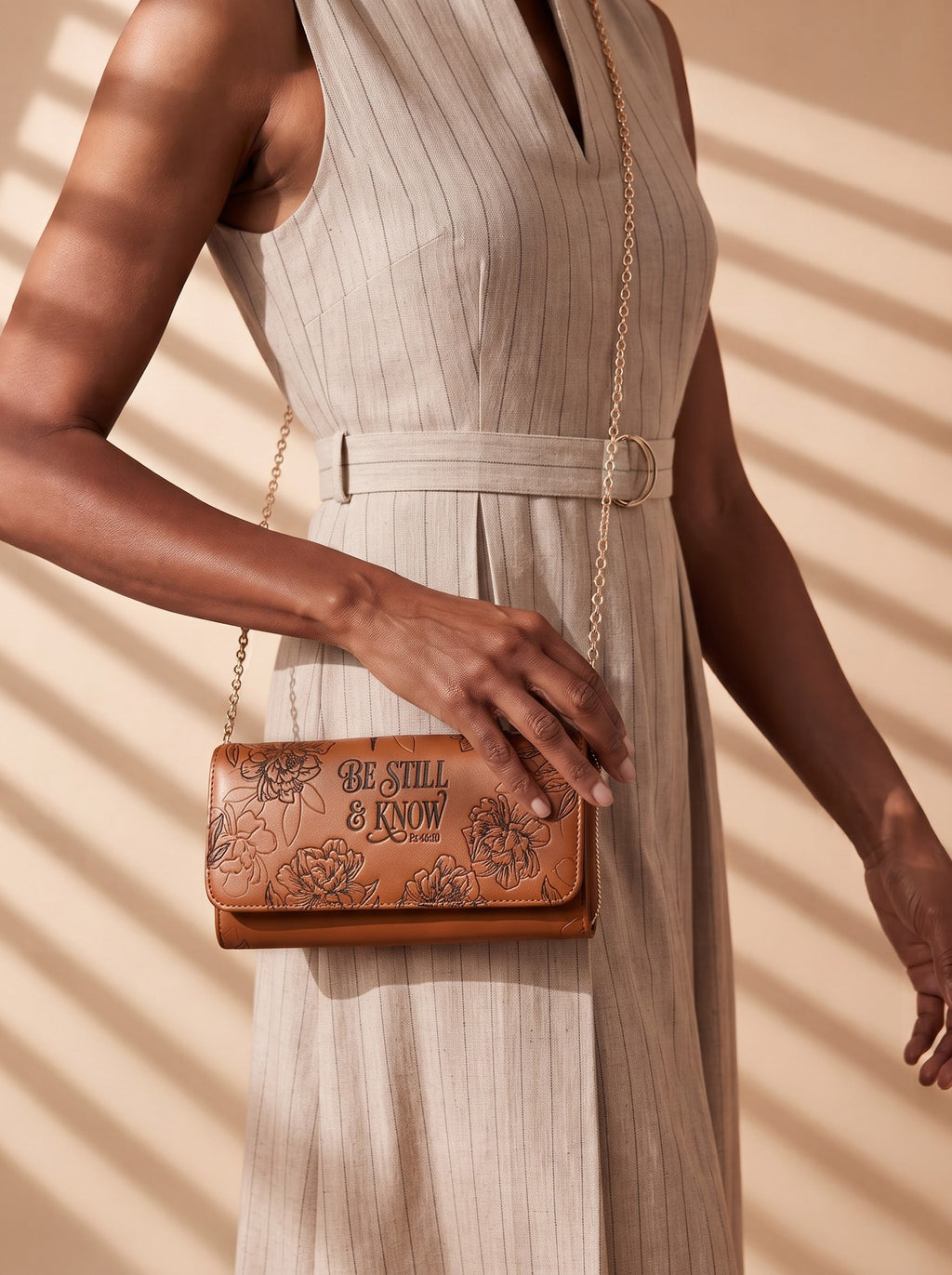 Psalm 46:10 Embossed Leather Crossbody Clutch