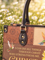 "Dawn" Philippians 4:13 Deluxe Vegan Leather Handbag