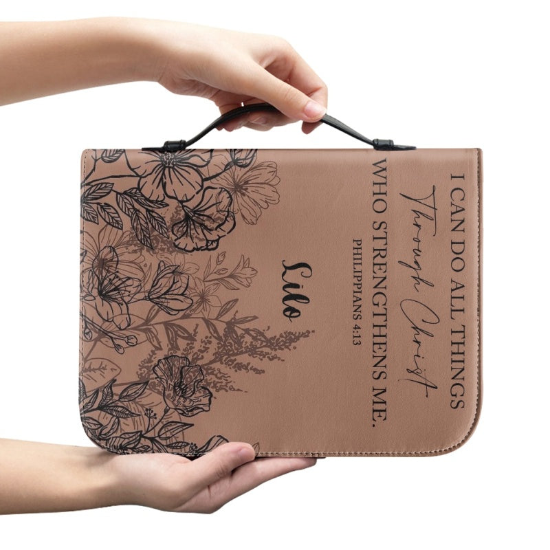 Personalized Philippians 4:13 Floral Bible Cover