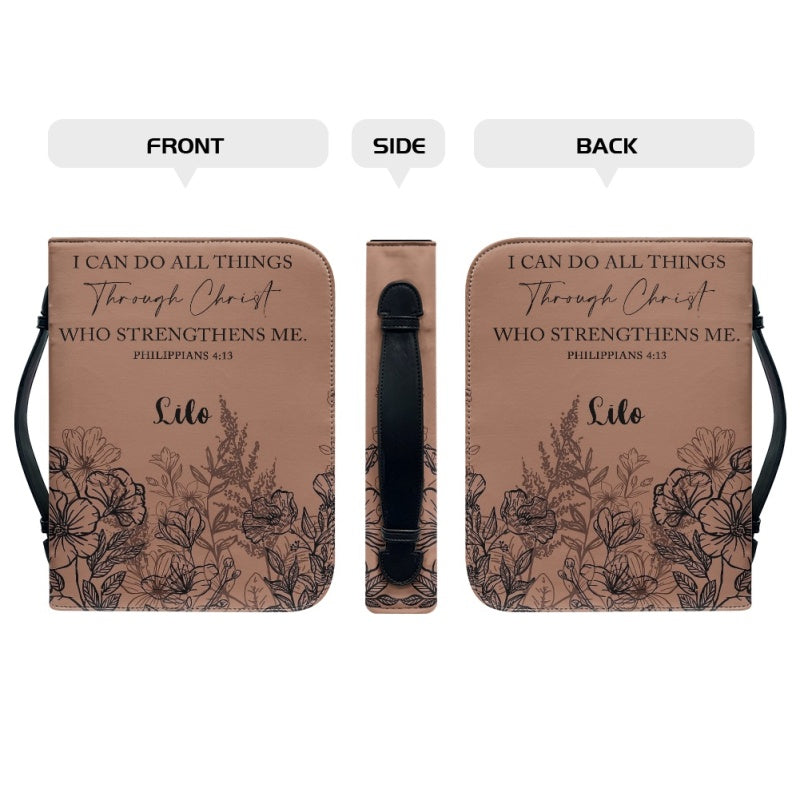 Personalized Philippians 4:13 Floral Bible Cover