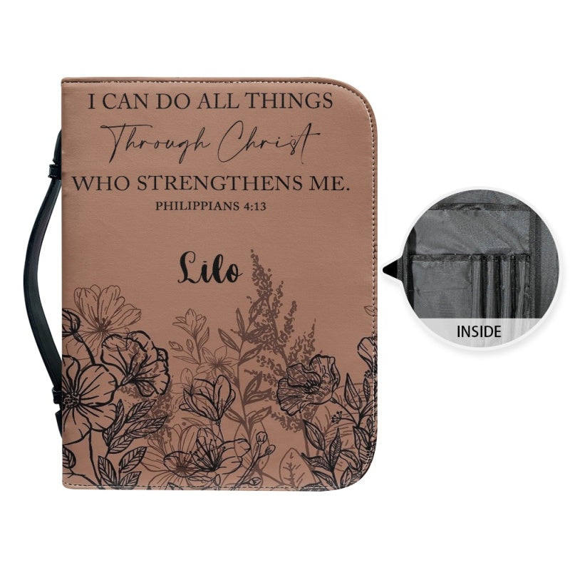 Personalized Philippians 4:13 Floral Bible Cover