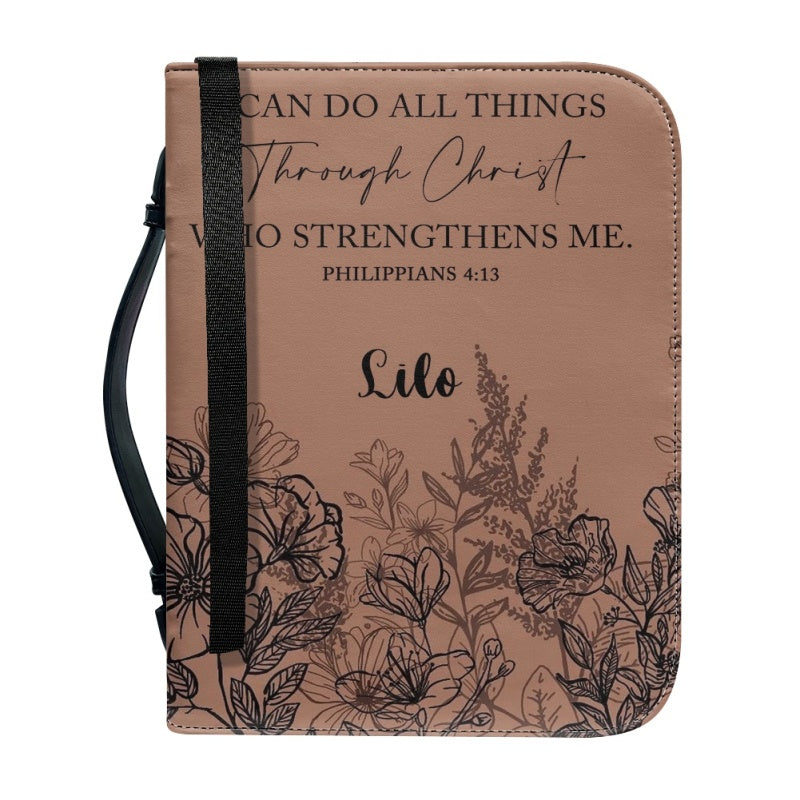 Personalized Philippians 4:13 Floral Bible Cover