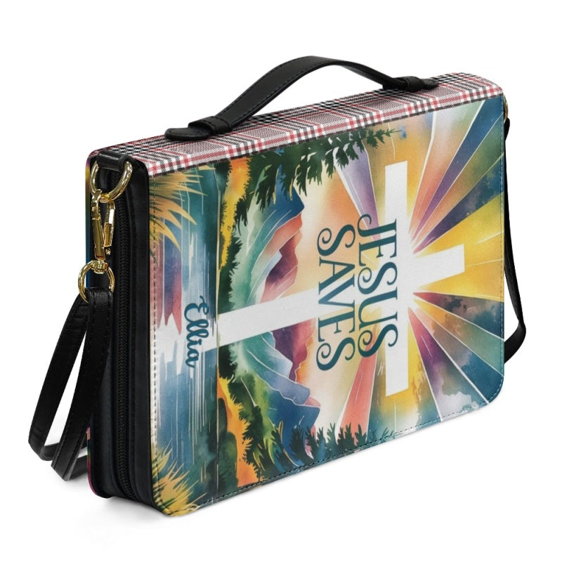 Jesus Saves Personalized Faux Leather Bible Cover