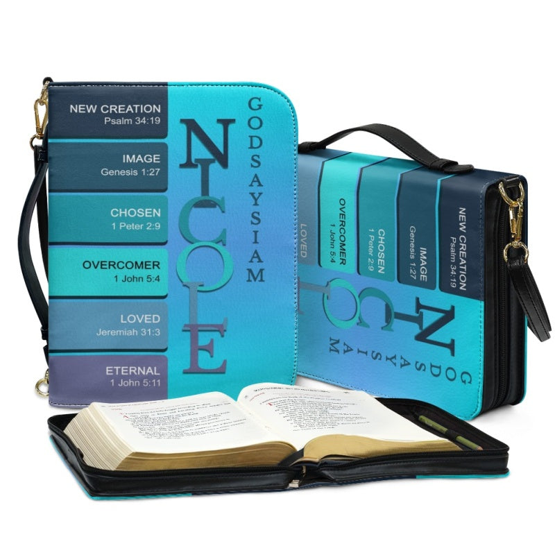Personalized Sapphire Blue Name Bible Cover