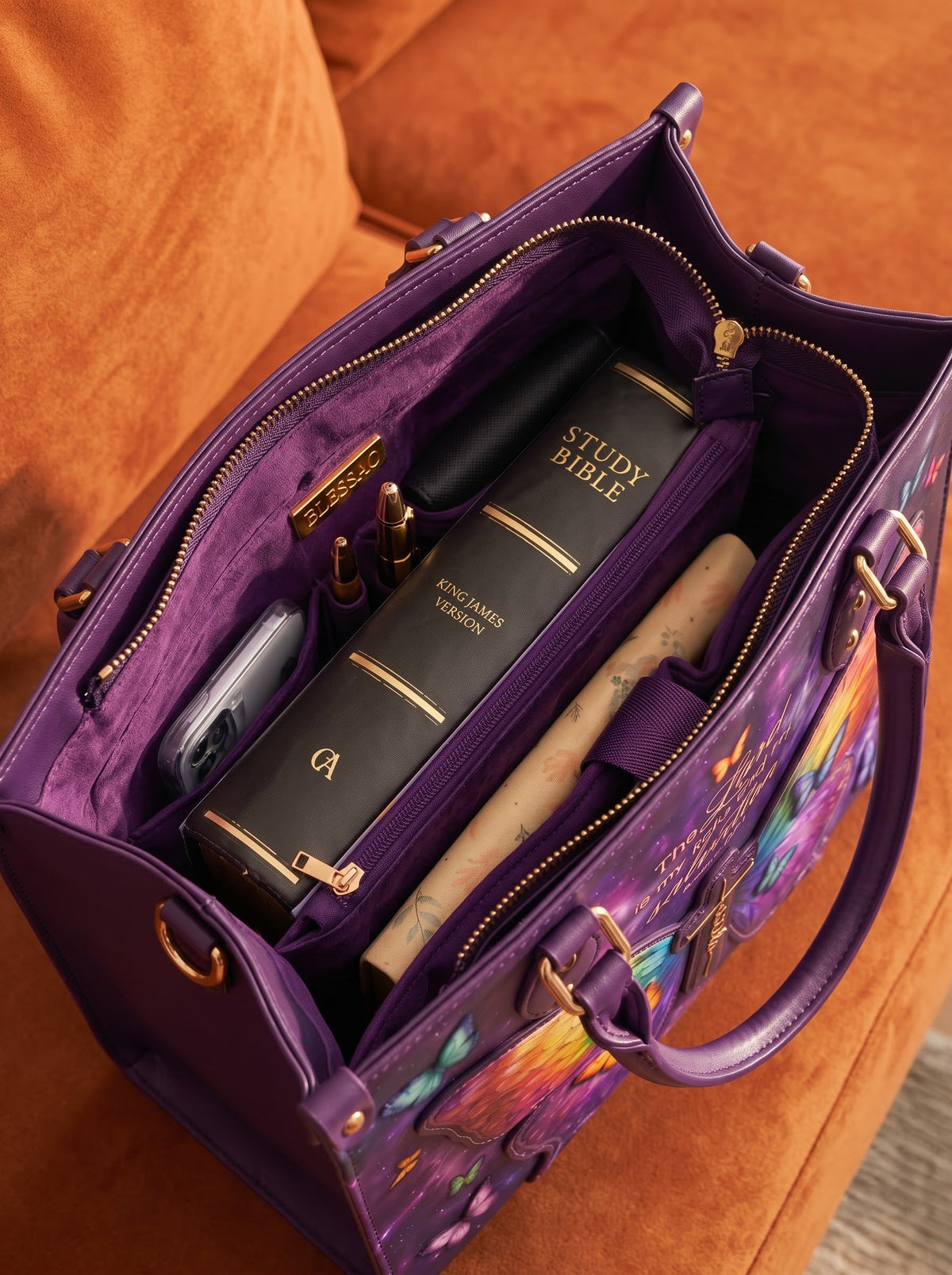 Psalm 27:1 My Light Applique Leather Handbag