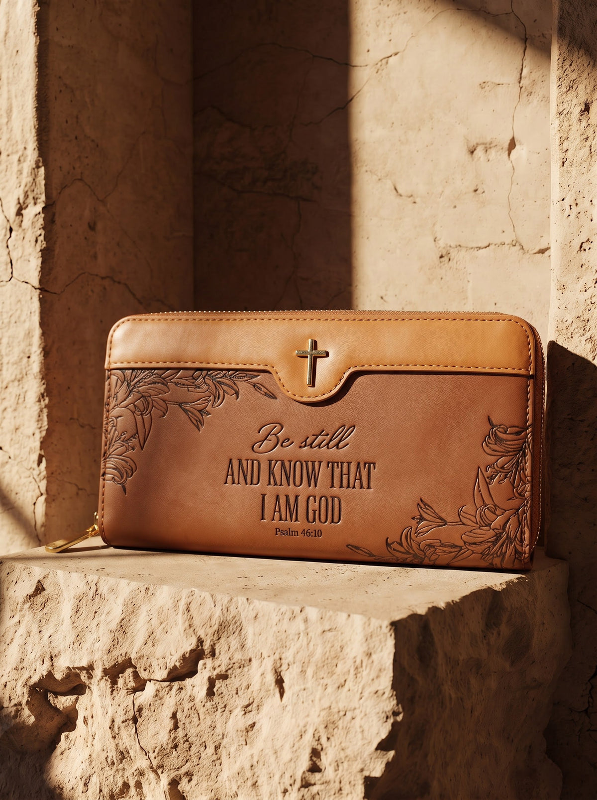 Psalm 46:10 Embossed Leather Wallet