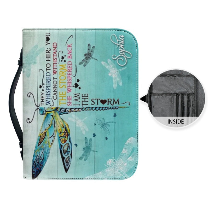 Personalized I Am the Storm Dragonfly Bible Cover