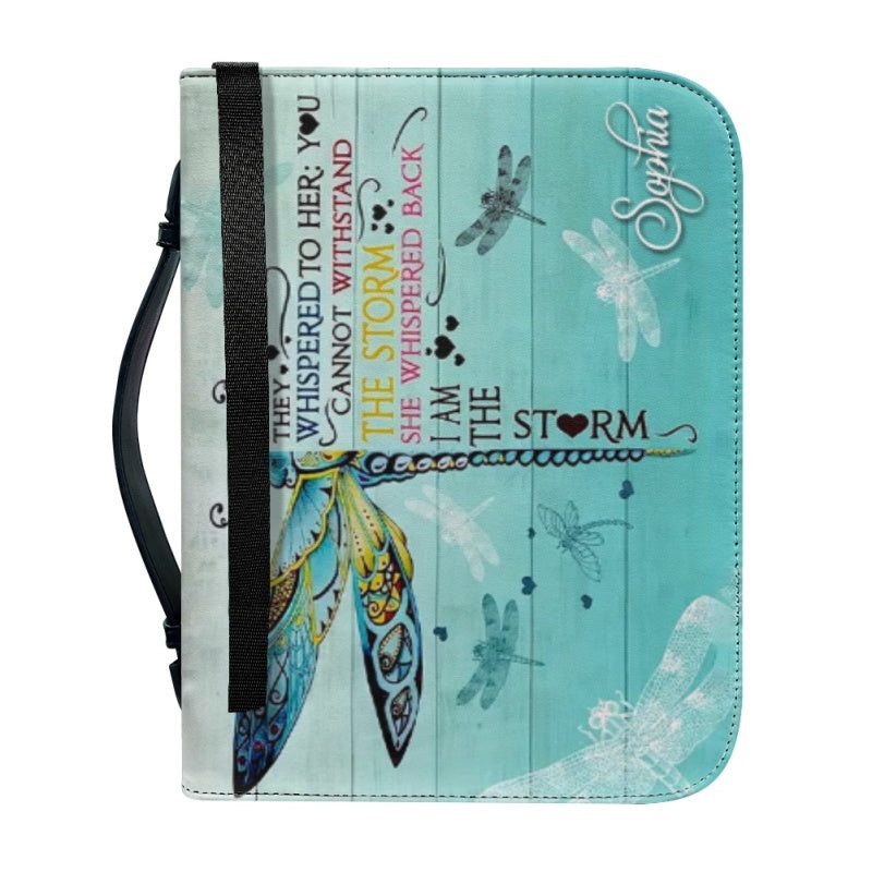 Personalized I Am the Storm Dragonfly Bible Cover