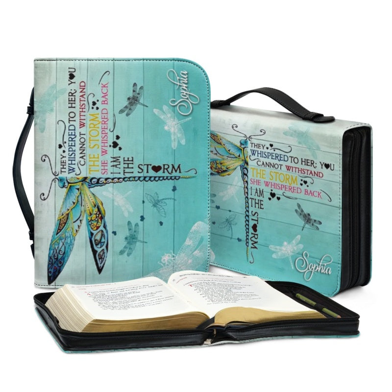 Personalized I Am the Storm Dragonfly Bible Cover