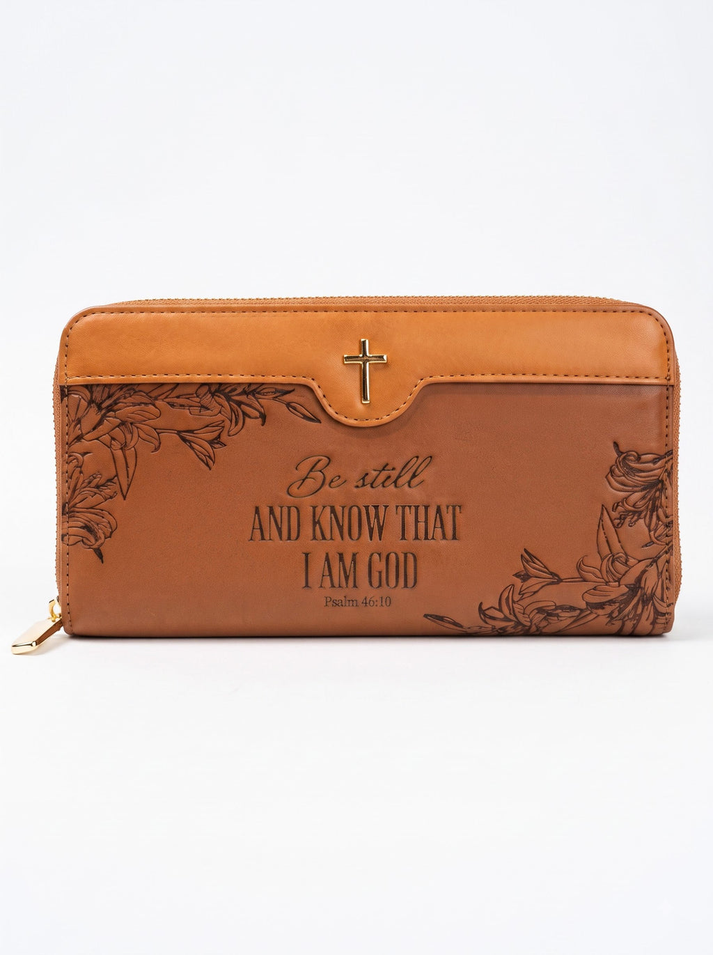 Majestic Psalm 46:10 Embossed Leather Wallet