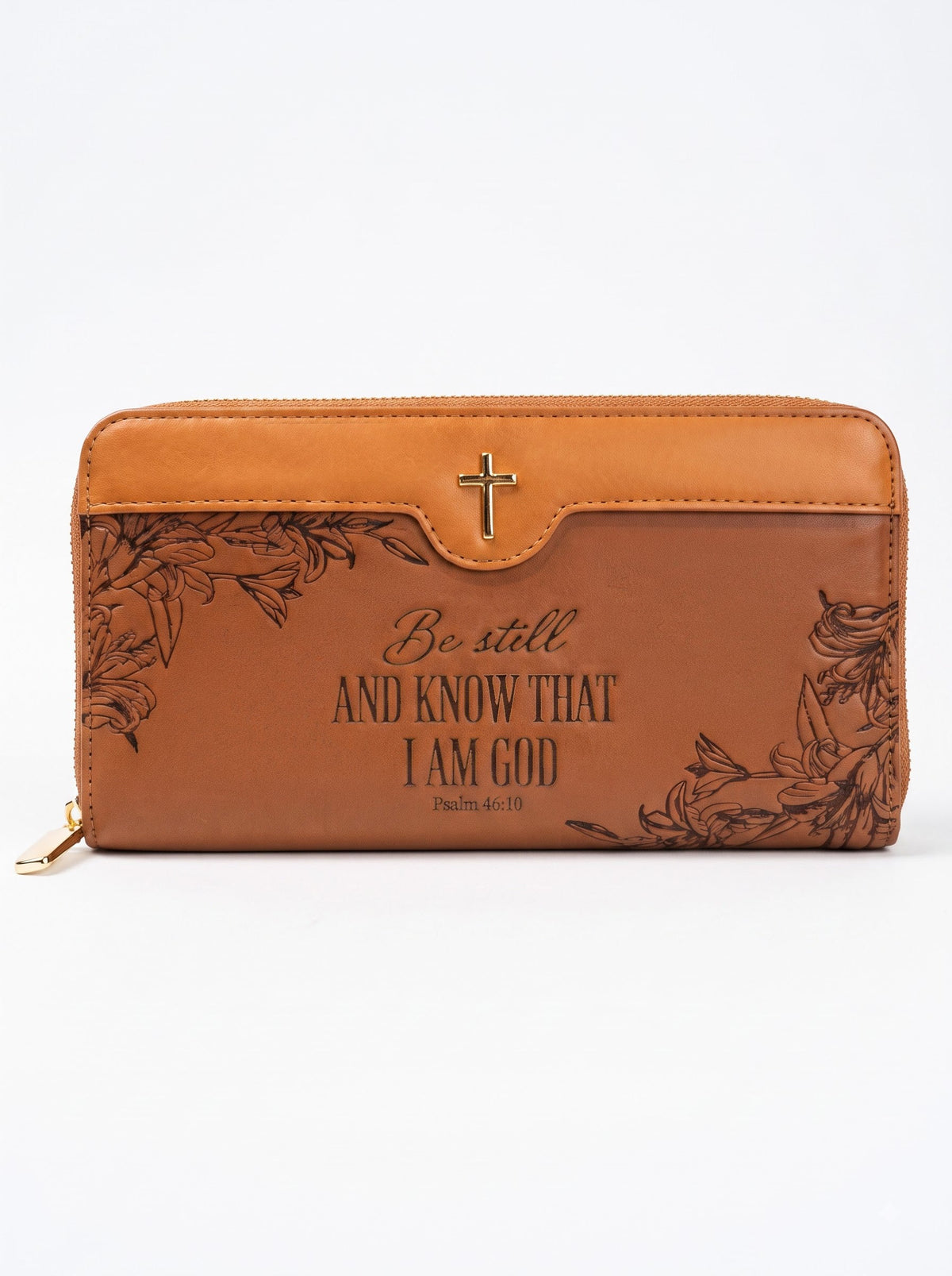 Majestic Psalm 46:10 Embossed Leather Wallet
