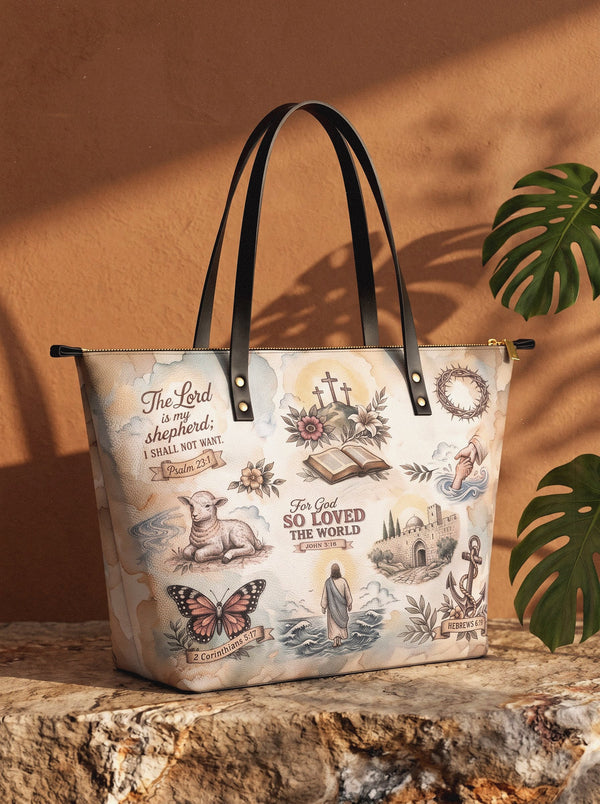 Every Promise John 3:16 Leather Tote Bag