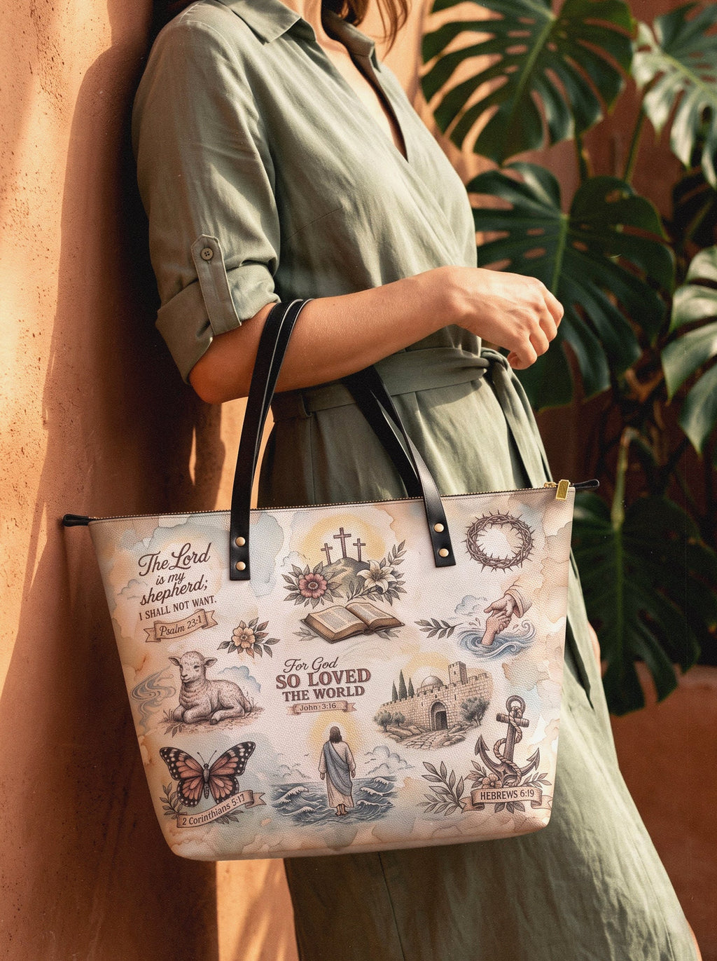 Every Promise John 3:16 Leather Tote Bag