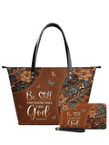 Stillness Psalm 46:10 Leather Tote Bag