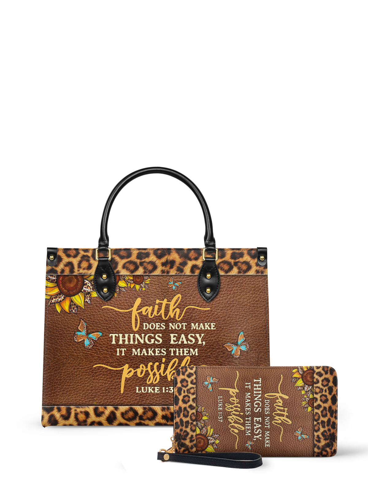 Luke 1:37 Bible Verse Leather Handbag