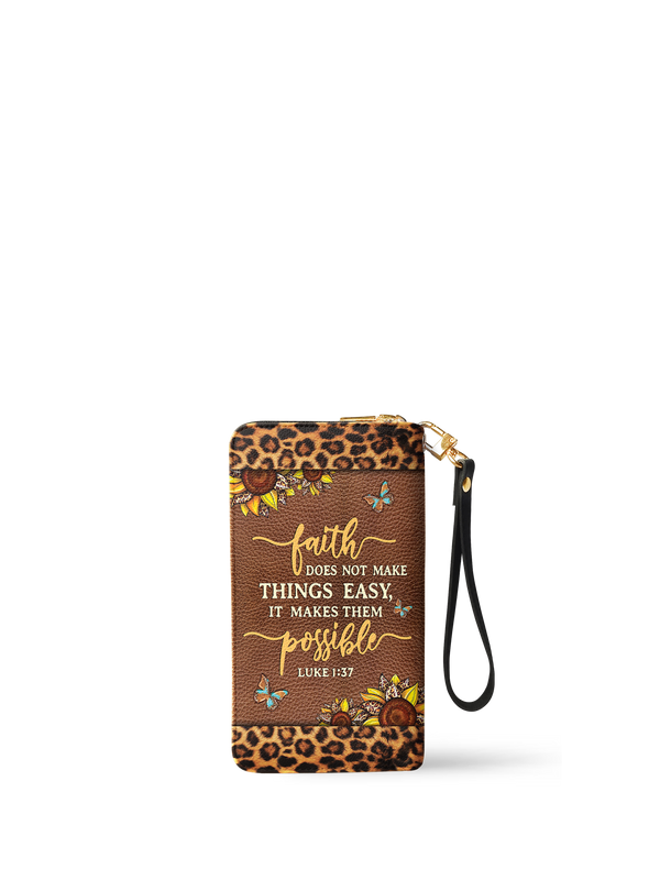 Luke 1:37 Scripture Leather Wallet