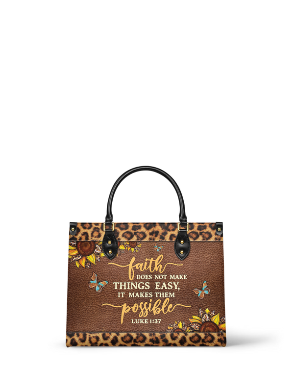 Luke 1:37 Possible Leather Handbag