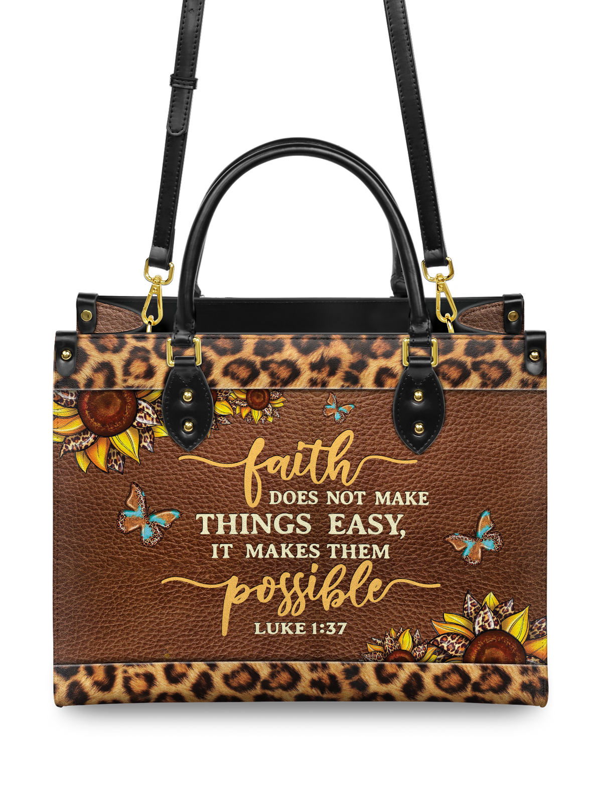 Luke 1:37 Bible Verse Leather Handbag