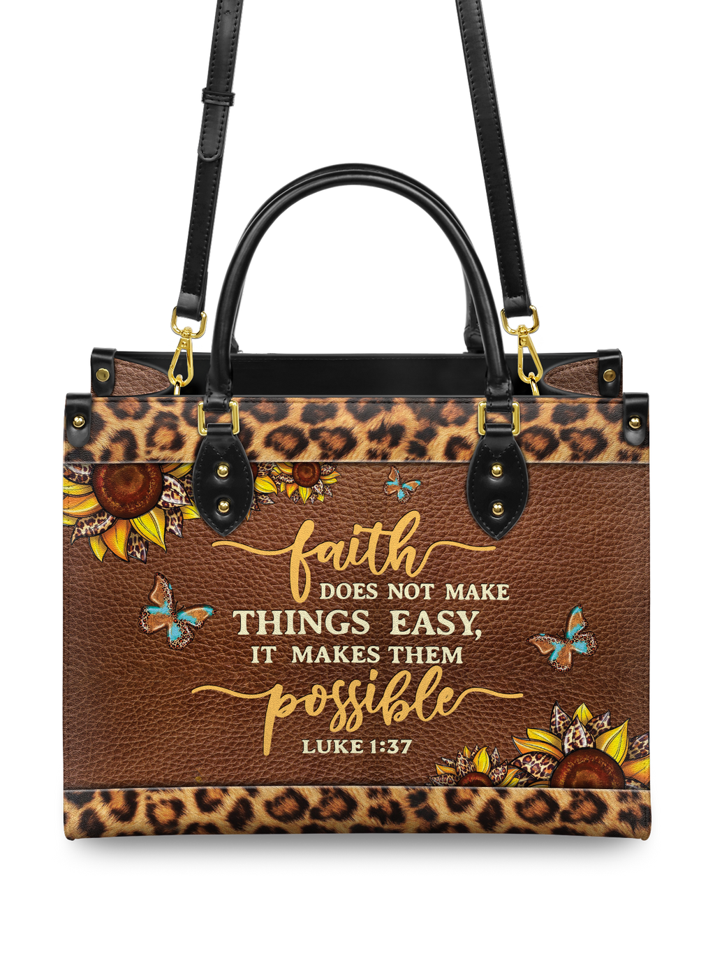 Luke 1:37 Possible Leather Handbag