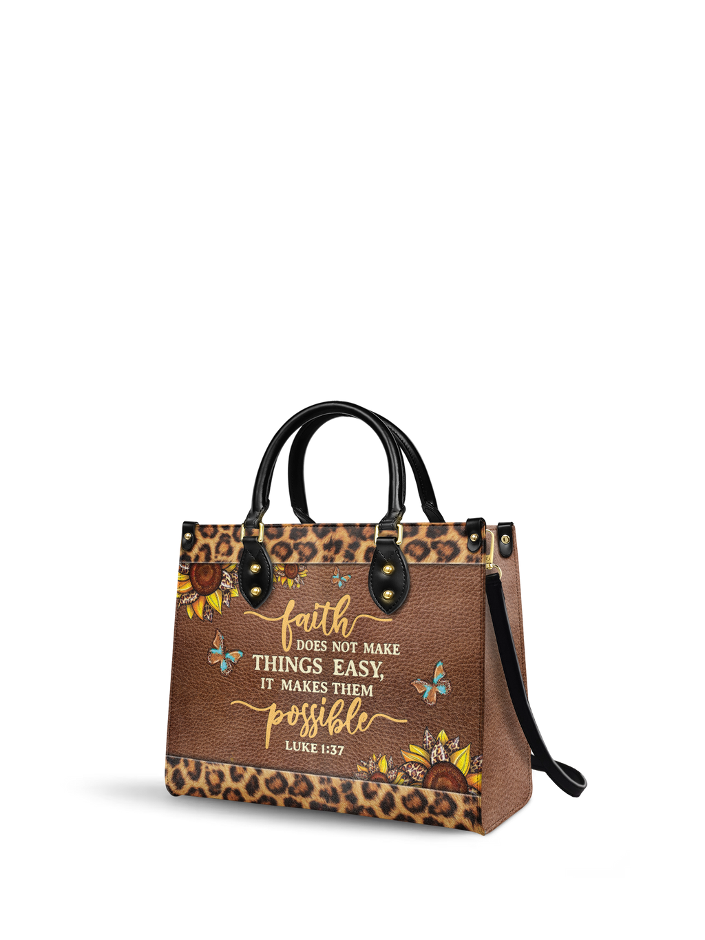Luke 1:37 Bible Verse Leather Handbag
