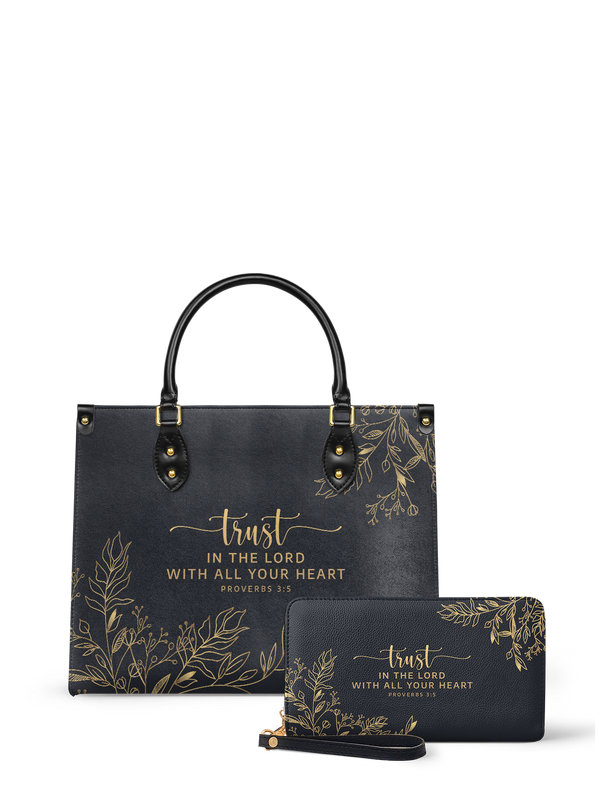 Proverbs 3:5 Trust Scripture Leather Handbag