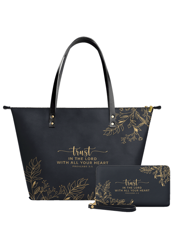 Proverbs 3:5 Trust Leather Tote Bag