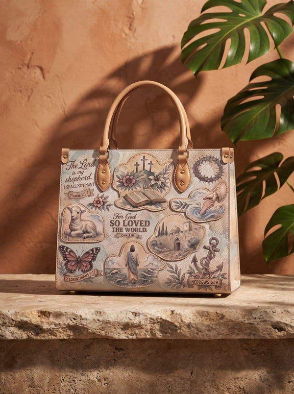 John 3:16 Applique Leather Handbag