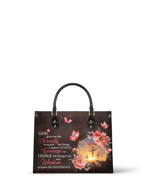 God Grant Me Serenity Leather Handbag