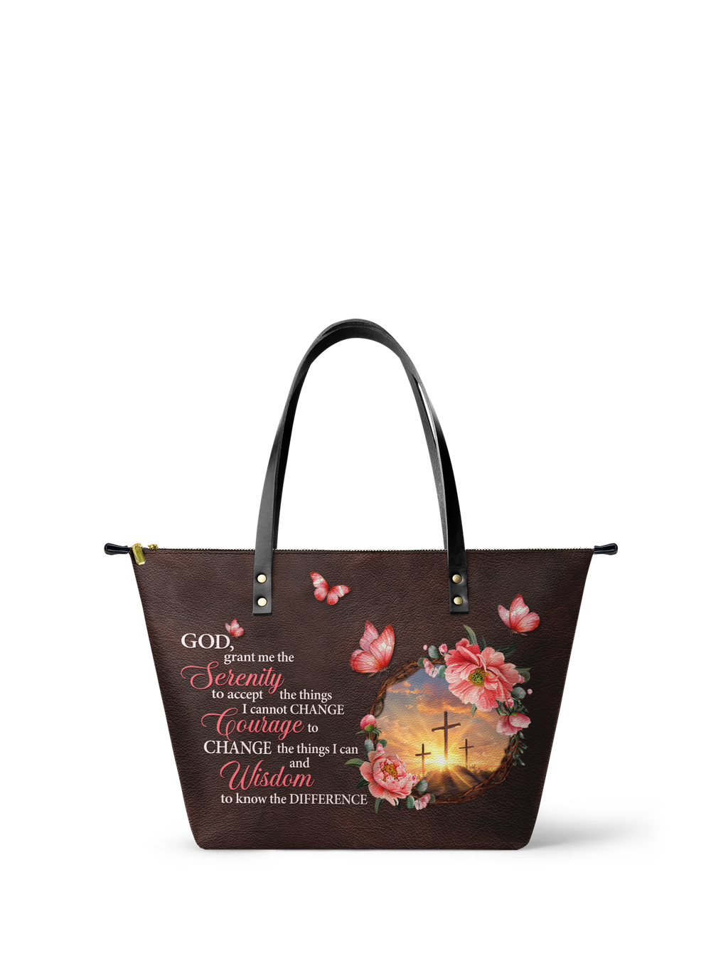 God Grant Me Serenity Leather Tote Bag