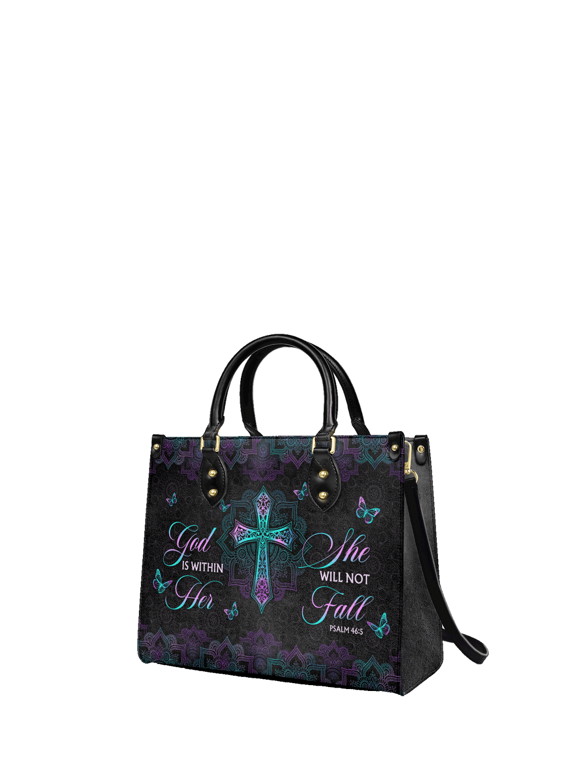 Unshaken Psalm 46:5 Leather Handbag