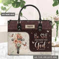 Custom Faith Cross Butterfly Leather Handbag
