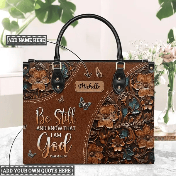 Personalized Faith Butterfly Leather Handbag