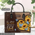 Custom Faith Sunflower Butterfly Leather Bag