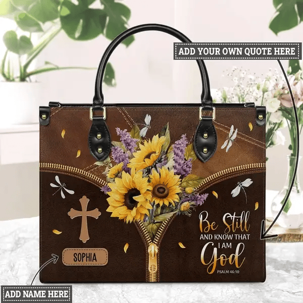 Personalized Faith Dragonfly Leather Handbag