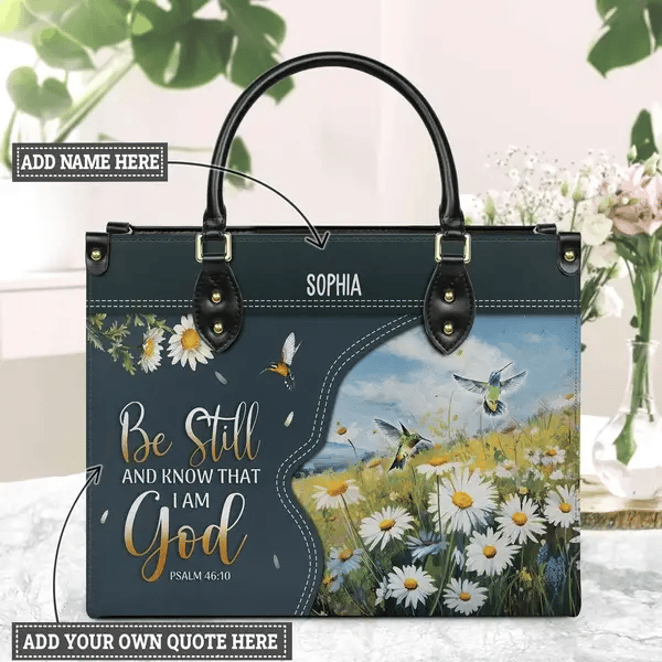 Faith Daisy Hummingbird Custom Leather Handbag