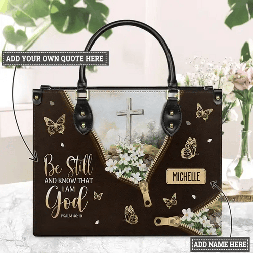Faith Butterfly Floral Custom Leather Handbag