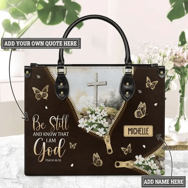 Faith Butterfly Floral Custom Leather Handbag