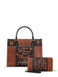 Believe Philippians 4:13 Leather Handbag