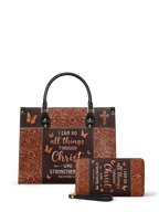 Believe Philippians 4:13 Leather Handbag