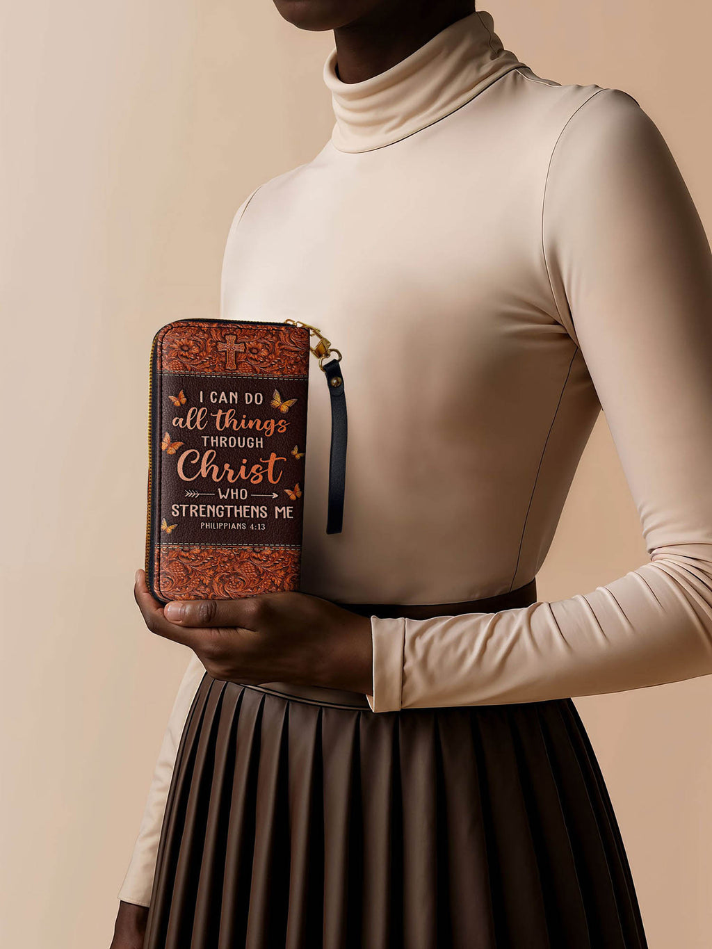 Believe Philippians 4:13 Leather Wallet