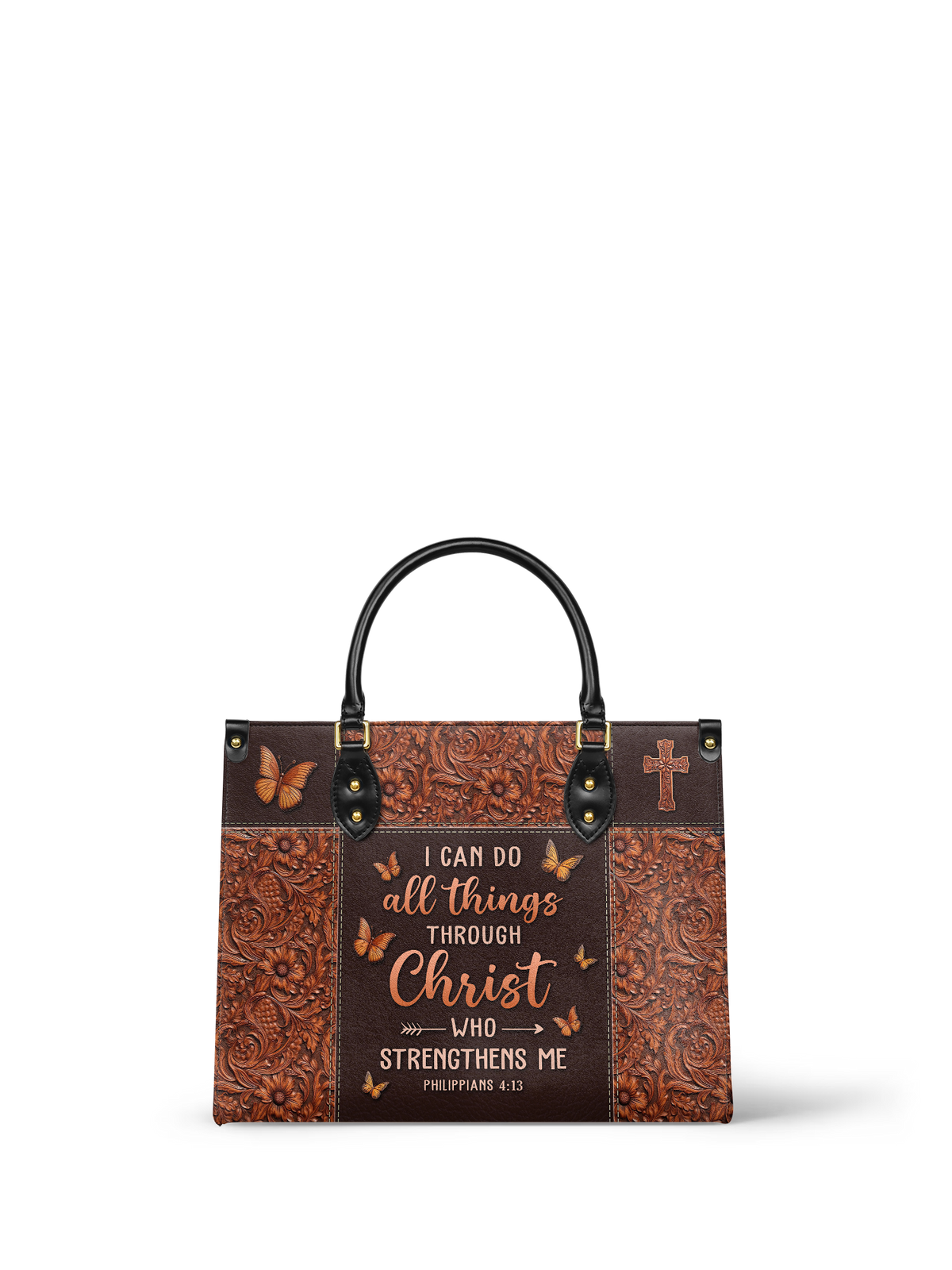Believe Philippians 4:13 Leather Handbag