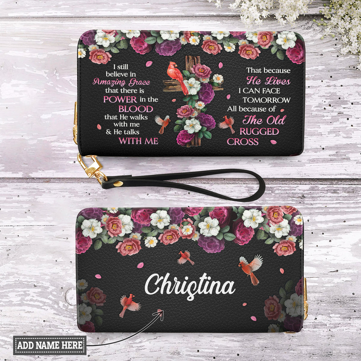 Amazing Grace Cardinal Zip Around Leather Wallet