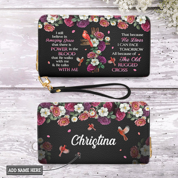 Amazing Grace Cardinal Zip Around Leather Wallet