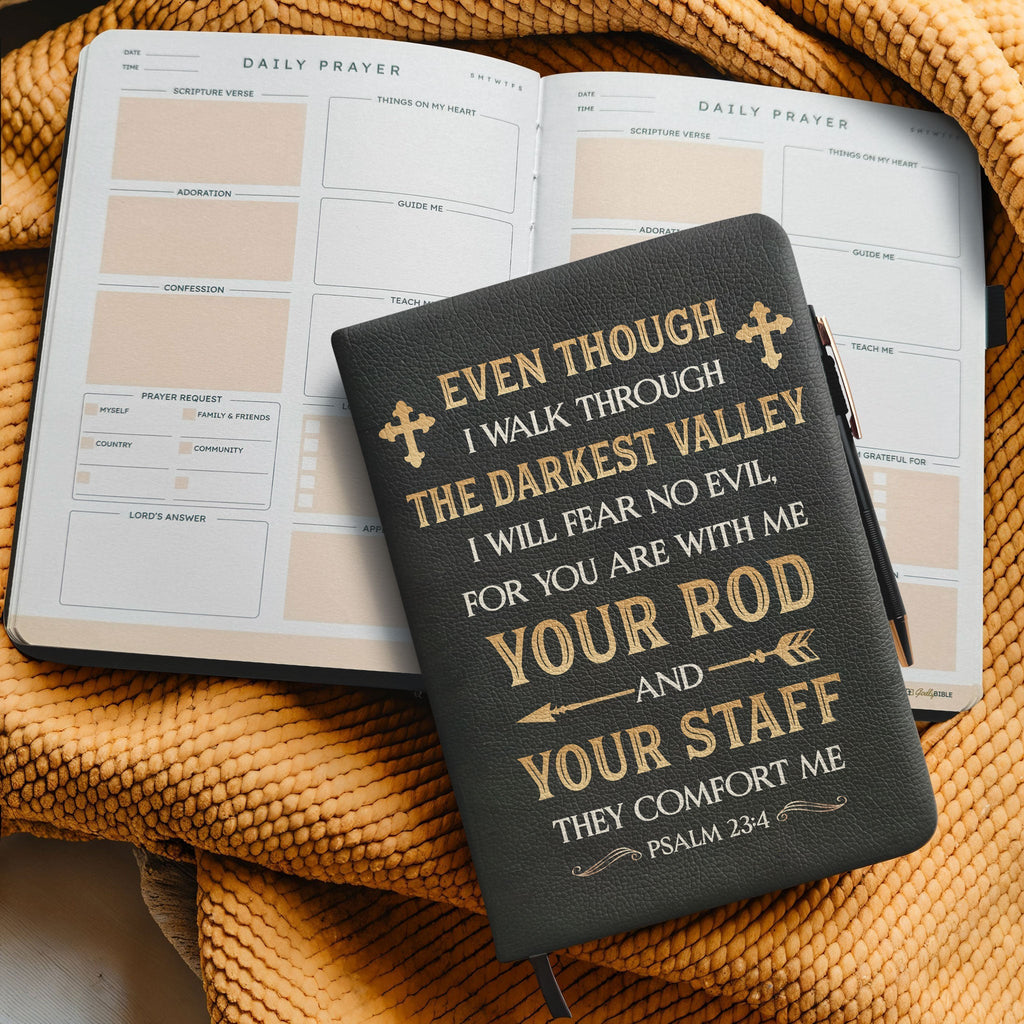 Psalm 23:4 Comfort Leather Prayer Journal