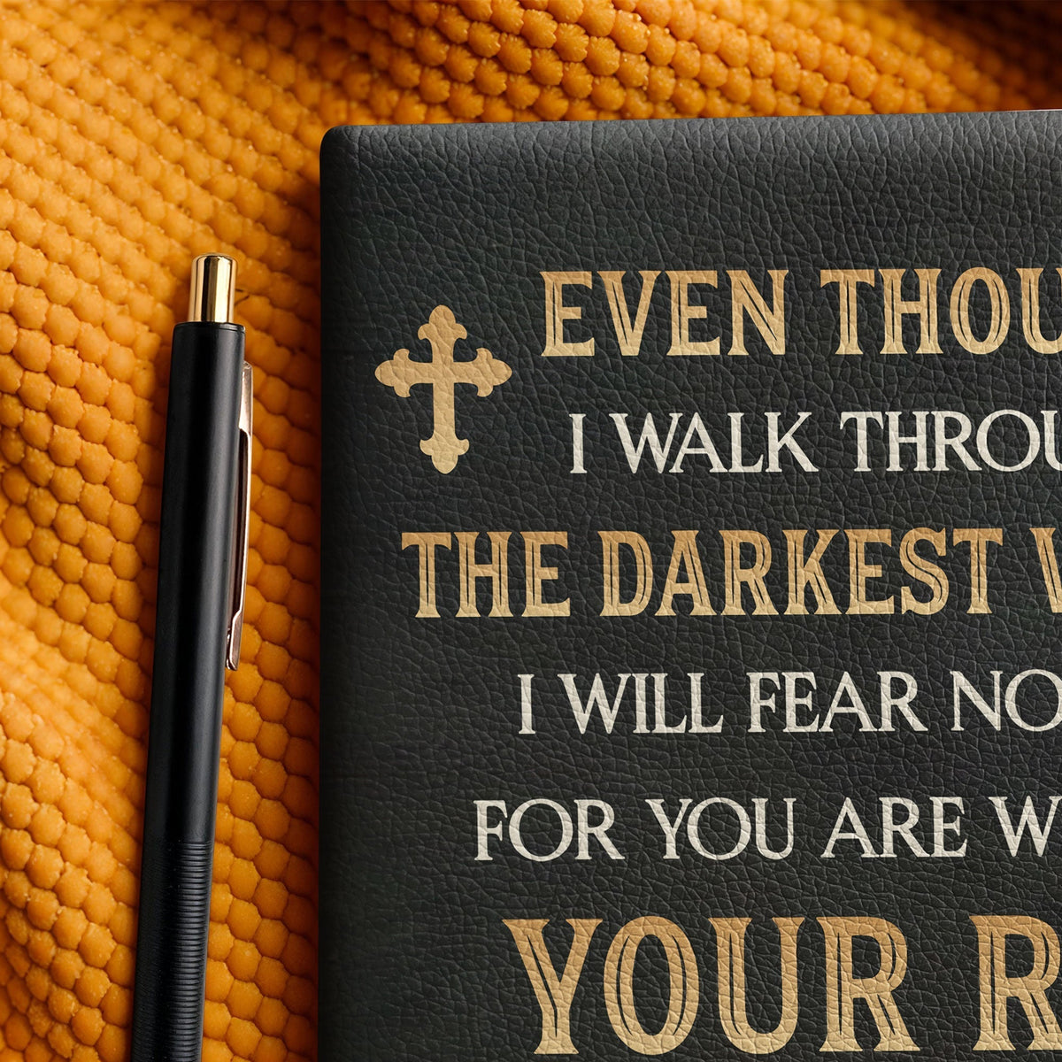 Psalm 23:4 Comfort Leather Prayer Journal