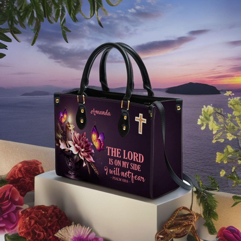 Psalm 118:6 Custom Christian Leather Tote Bag